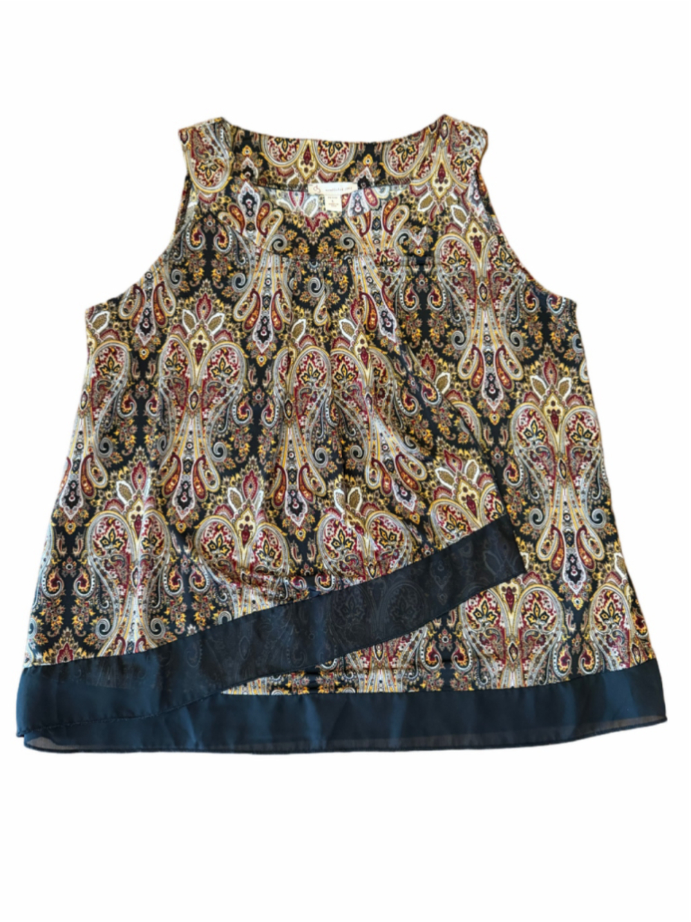 Cato Petite LP Paisley Tank Top Black Multi-color